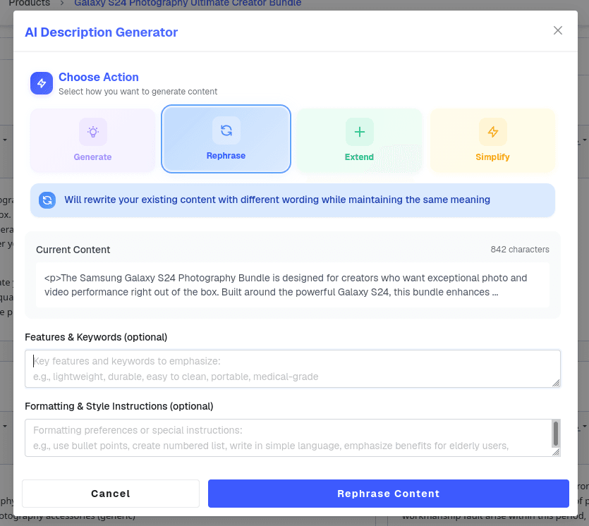 AI Product Content